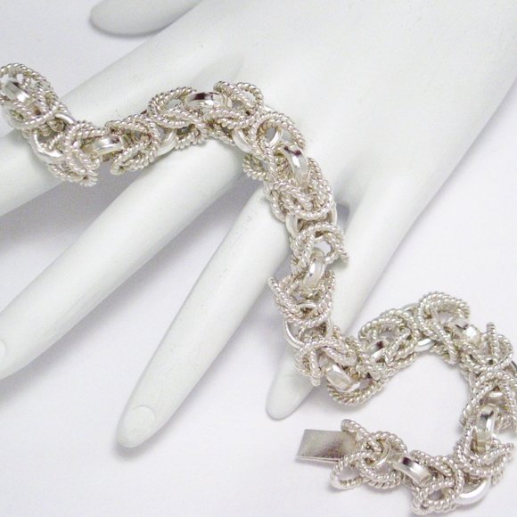Mens Chain Bracelet Sterling Silver 9" Byzantine - Picture 6 of 6